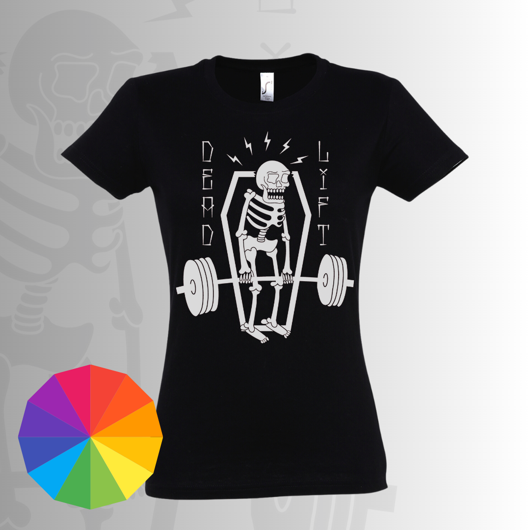 Csontvázas deadlift edzőpóló választható színben - női