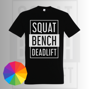 SQUAT BENCH DEADLIFT edzőpóló választható színben (férfi)